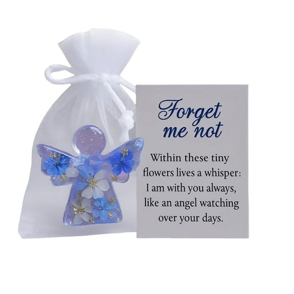 Olilia Forget-Me-Not Angel Gift, Pocket Hug Souvenir, with Warm Card, Pocket Angel, Remember The Dead, Give to Loved Ones, Commemorate And Condolence Souvenir. (1 Piece)