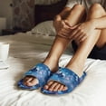 thumbnail image 4 of COEQINE Panda Moon Blue Fall Slippers for Women, Fuzzy Slides Indoor Warm Fluffy Slides Cute House Slippers Open Toe Machine Washable Slip On Bedroom Sandals for Ladies, 38-39, 4 of 7