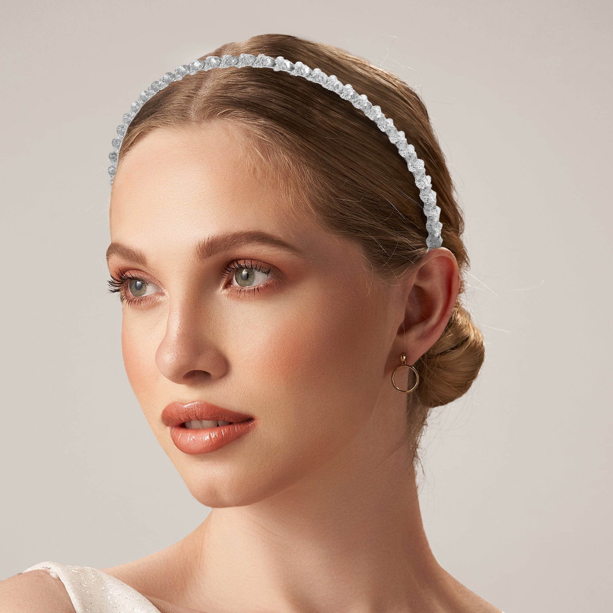 Unique Bargains Rhinestone Embellished Headband, White