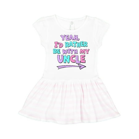

Inktastic Yeah I d Rather be with My Uncle in Pink Blue and Purple Gift Toddler Girl Dress