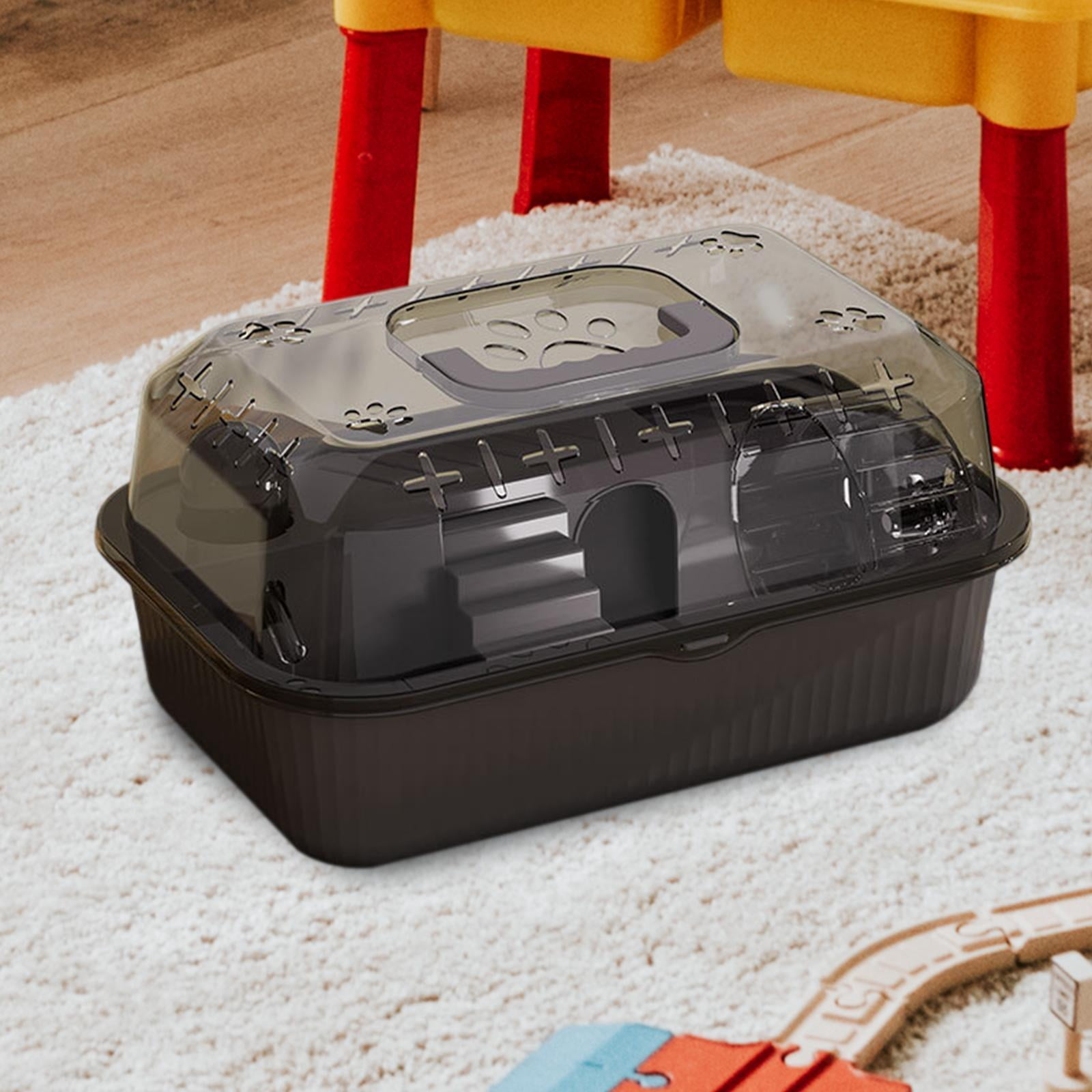 balikha Travel Transparent Hamster House Hamster Carry Case Cage Ventilation Portable Hamster Cage for Guinea Pigs Rats Small Animals Black