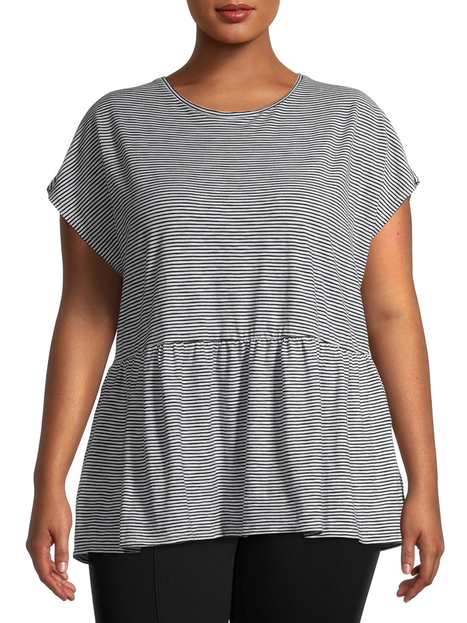 Terra & Sky Women's Plus Size Peplum T-Shirt with Short Sleeves ...