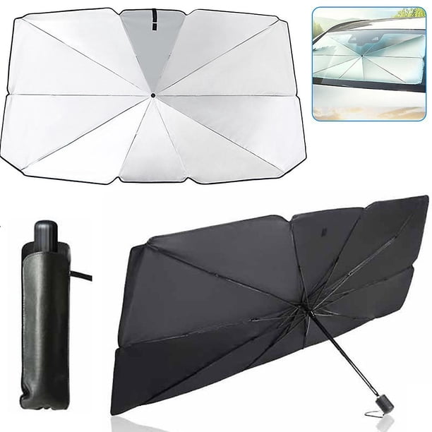 Parasol plegable para parabrisas de coche, de tela de titanio plateado (65 x 125 cm)