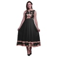 thumbnail image 1 of Bimba Robe Anarkali Noire à Fleurs, Col Mandarin, Sans Manches, Kurtis pour Femmes, Robe Maxi à Imprimé, Petit, 1 of 6