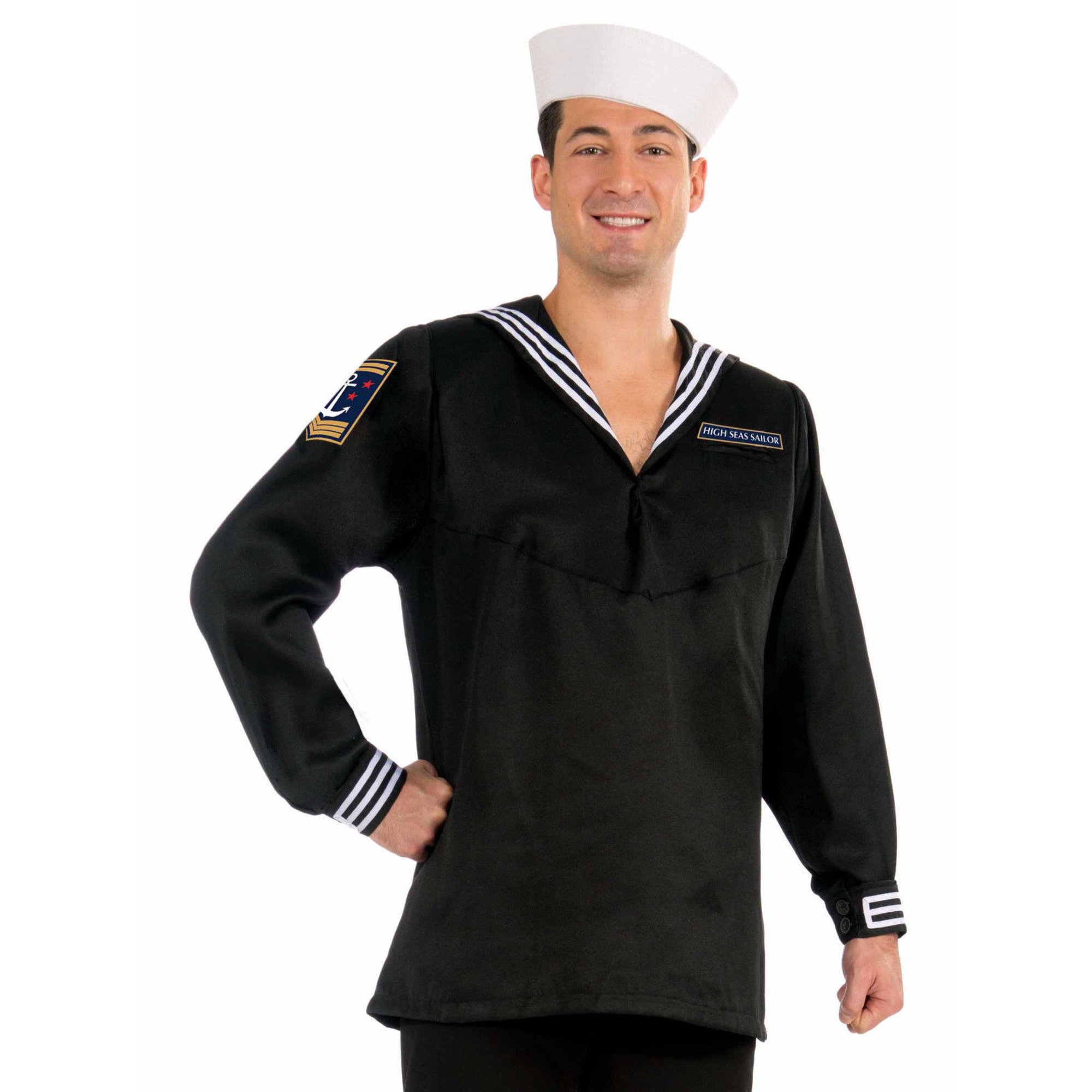 High Seas Black Sailor Top Costume Mate Marine Navy Village People