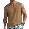 thumbnail image 2 of Men's Solid Color V Neck Tank Top Chest Pocket Sleeveless Casual Summer Beach Vacation Athletic Vest, 3XL, 2 of 9