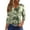 Army Green, variant on WTOBBY Women's Casual V-Neck Button Down Tee with 3/4 Sleeve, Daily Weekend Fashion Basic Tunic Top, Floral Print Henley Collar Regular Fit Shirt,Army Green L