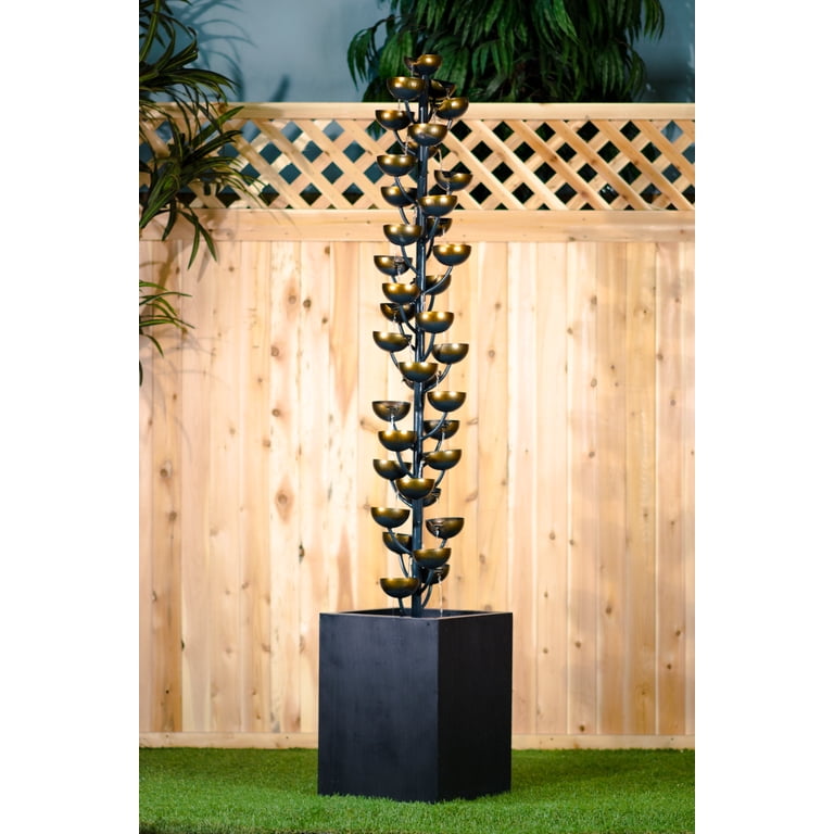 Hi-Line Gift Ltd. Tall Multi Level Water Tier Zinc Metal Stacked