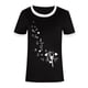 thumbnail image 3 of Gibobby Camisetas Mujer Baratas Manga Corta Camiseta manga corta con cuello redondo y estampado color informal para mujer(Negro,XL), 3 of 4