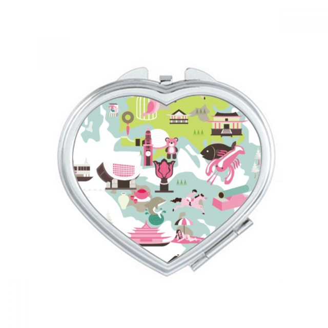 Hong Kong Map Famous China Mirror Travel Magnification Portable Handheld Pocket Makeup