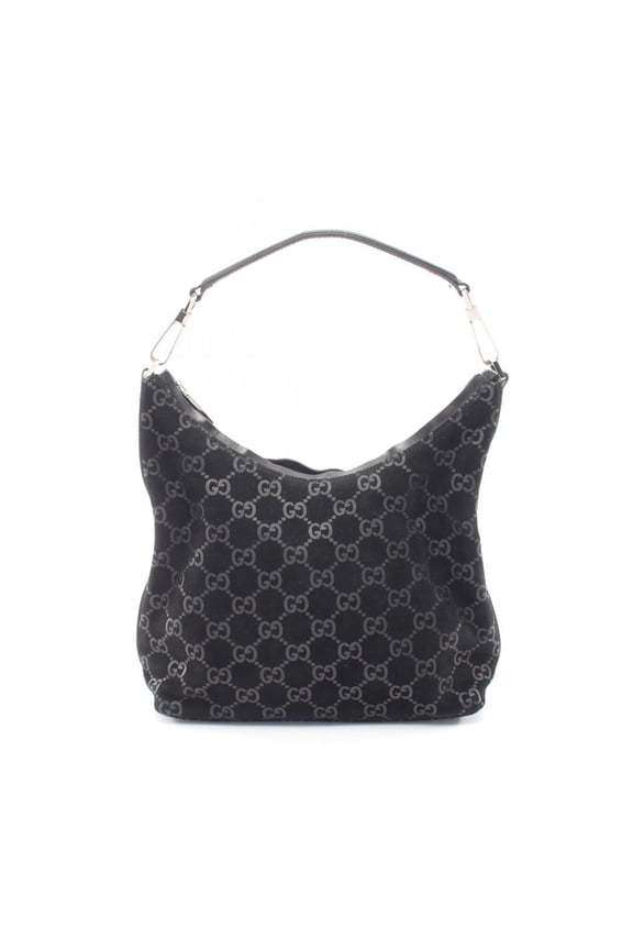 Pre-Owned Gucci GG pattern shoulder bag/handbag, suede leather, women's, black, 000 0602