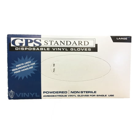 

GPS Standard Disposable Vinyl Gloves Non-Sterile Ambidextrous 4 Mil 100 Gloves Per Box Size XL