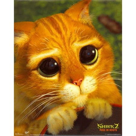 Shrek 2 Movie Poster  Puss In Boots Cute Cat  Face New 24x36 