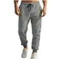 thumbnail image 1 of Pantalones de licra para hombre, de color liso, ajustados, con bolsillos en las piernas y cintura elástica., 1 of 9