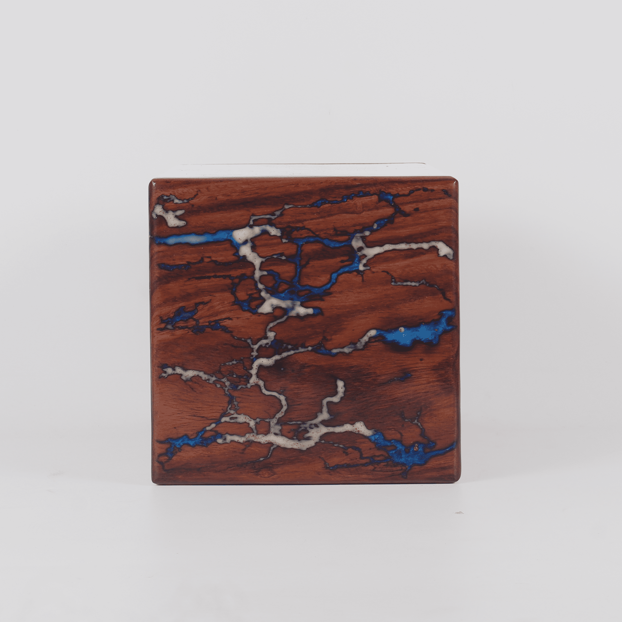 Creation India Craft Handcrafted Wooden Urns for Human Ashes, Memorial Urns, Cremation Urns for Adults & Pet, Decorative Memorial, Funeral Urn - Antique Lichtenberg Fractal & Epoxy Resin (Small)