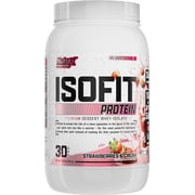 Nutrex Research IsoFit Strawberries and Cream – 100% Whey Protein Isolate Powder for Lean Muscle, Recovery & Strength Support 30 Servings