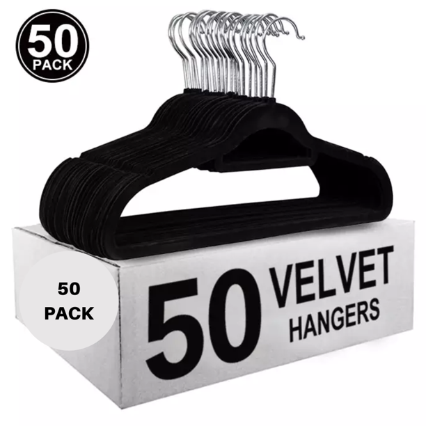 ThermalinX Premium Velvet Hangers 50 Pack NonSlip, Durable, Space