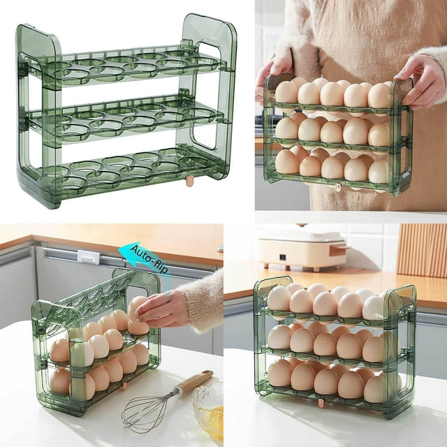 Xihbxyly Caja de Almacenamiento Plegable, Bandeja Reversible para Huevos, Diseño de Gran Capacidad, Fácil Acceso con Asa, Organizador para Refrigerador, Almacenamiento Multiusos para La Cocina, Funci