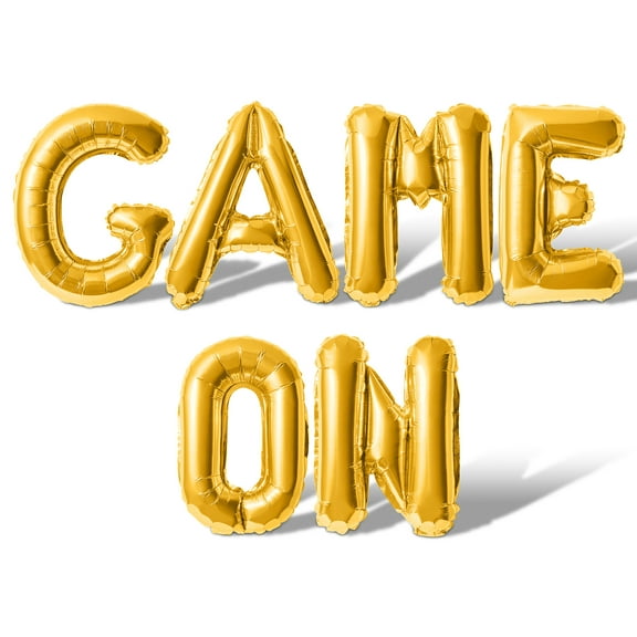 Letter Balloons - GAME ON 16" Inch Alphabet Letters Foil Mylar Balloon Birthday Party Banner (Gold)