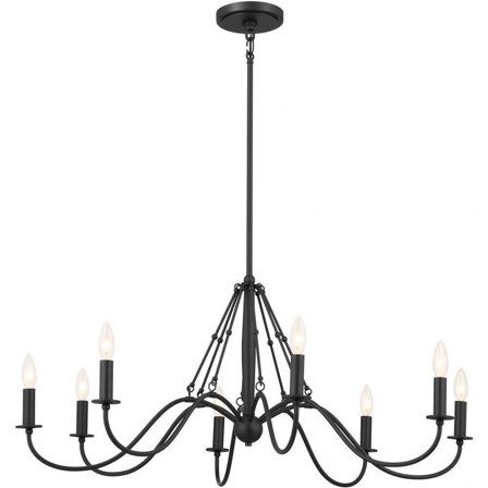 8 Light Large Chandelier in Homestead Style-17 inches Tall and 38 inches Wide-Textured Black Finish Bailey Street Home 147-Bel-4652806