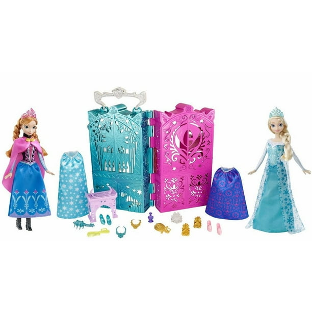 Disney Frozen Dual Vanity With Sparkle Princess Anna Elsa Doll Set Com Sparkle Princess Anna Elsa Doll Set, Disney Frozen Dual Vanity Playset
