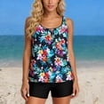 thumbnail image 4 of YTCAMLO Two Piece Tankini Swimsuit for Women Fashion Ruched Scoop Neck Tank Tops with High Waisted Boy Shorts Summer Bathing Suits, Light Blue XXL, 4 of 5