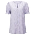thumbnail image 4 of MIXUE Boho Tops For Women Summer Solid Color V Neck Short Puff Sleeve Loose Fit Casual Tshirts Activewear,Pink,XL, 4 of 4