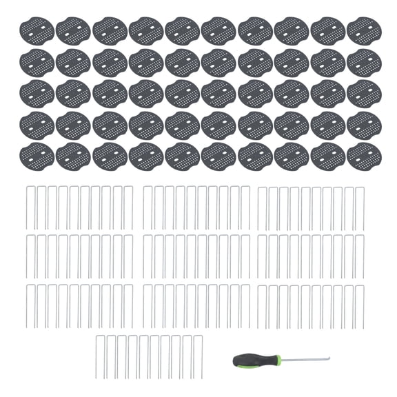 hostic 100Pcs 6" 11Gau Landscape Staples Garden Stakes Galvanized Sod Staples W/Gasket