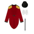 thumbnail image 6 of Sxiwei Women Circus Ringmaster Costume Magician Costume Velvet Tailcoat with Hat Gloves and Wand Set Red S, 6 of 7