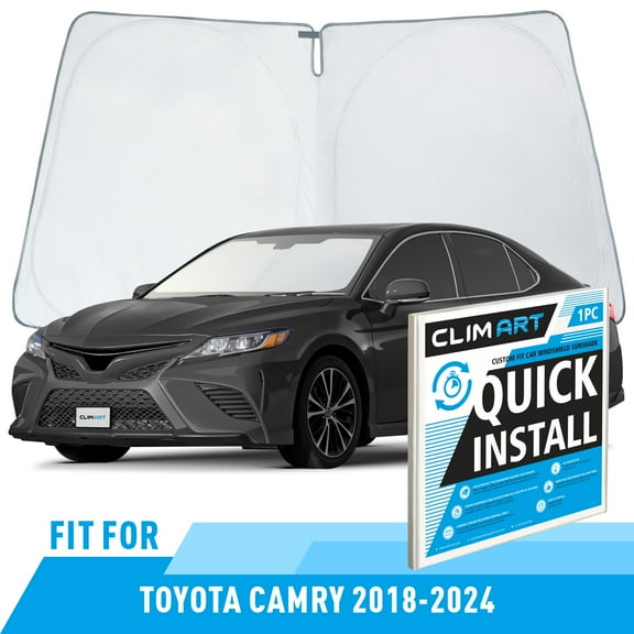 CLIM ART Windshield Sun Shade for Toyota Camry 2018-2024 - Custom-Fit Foldable Car Sun Shade - Car Sunshade - Vehicle Sun Protector - Front Auto Windshield Cover, Car Windshield - WS4007