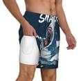 thumbnail image 4 of Qekee Shark print Mens Swim Quick Dry Stretch Swim Shorts Lining Bathing Suits Swimwear Beach Shorts with Pockets, 4 of 9