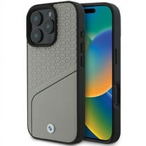 BMW Sign Leather Textured and Line Case with MagSafe for iPhone 16 Pro 6.3" Grey - BMHMP16L23RDCLG