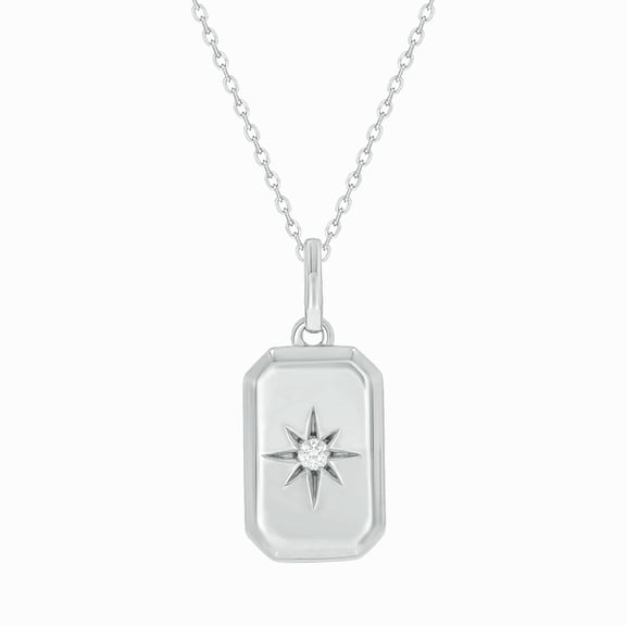 Cali Trove 1/20 ct. Natural Diamond Starburst Tag Pendant Necklace in 925 Sterling Silver