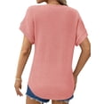 thumbnail image 4 of UVN Womens Summer Tops Short Sleeve V Neck Blouses Ladies Casual Waffle Knit Trendy Tunic Shirts, 4 of 8