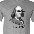 thumbnail image 4 of Inktastic Lit Since 1776 Lit Ben Franklin T-Shirt, 4 of 5