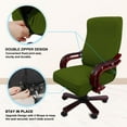 thumbnail image 3 of PiccoCasa Stretch Jacquard Office Chair Cover Armchair Protector, Large, Green, 3 of 6