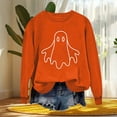 thumbnail image 4 of Idoravan Womens Tops Long Sleeve Shirts for Women Women's Round Neck Printed Long Sleeve Hoodless Sweatshirts Fashion And Leisure Top Orange M, 4 of 4