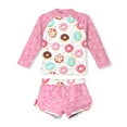 thumbnail image 2 of Toimothcn Girl's Swimsuit Long Sleeve Cute Sweet Donut Printed 2 Piece Bathing Set Quickly Dry Cover Up Swimwear 10-11 Years, 2 of 3
