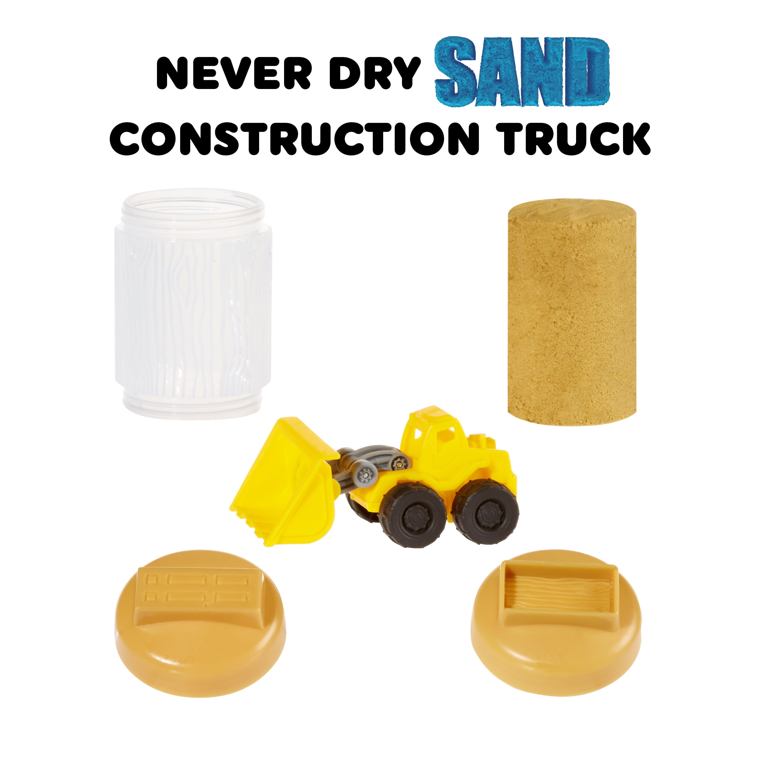 Wonder Factory Never Dry Sand Construction Trucks - Brown + Front Loader - Never Dries Out and Gluten Free, 3+