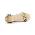 thumbnail image 4 of BLISSFUL STEP Women's Platform Multicolor Braided Heel Wood Wedge Sandals Beige (Size 7), 4 of 6