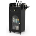 thumbnail image 2 of Salon Cart with Wheels & Adjustable Shelf, Black 3-Tier Rolling Beauty Trolley for Hair Stylist, Barber, Esthetician, Storage Cabinet w/Glass Door & Hair Dryer Holder, Mobile Station for Spa, Tattoo, 2 of 16