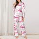 thumbnail image 2 of Balery Breast Cancer Pink Ribbons Awareness (2) Conjunto de Pijama con Estampado para Mujer, Conjunto de Dos Piezas con Manga Larga, Ropa de Dormir Suave con Bolsillos, Pijamas Cómodos-Large, 2 of 7