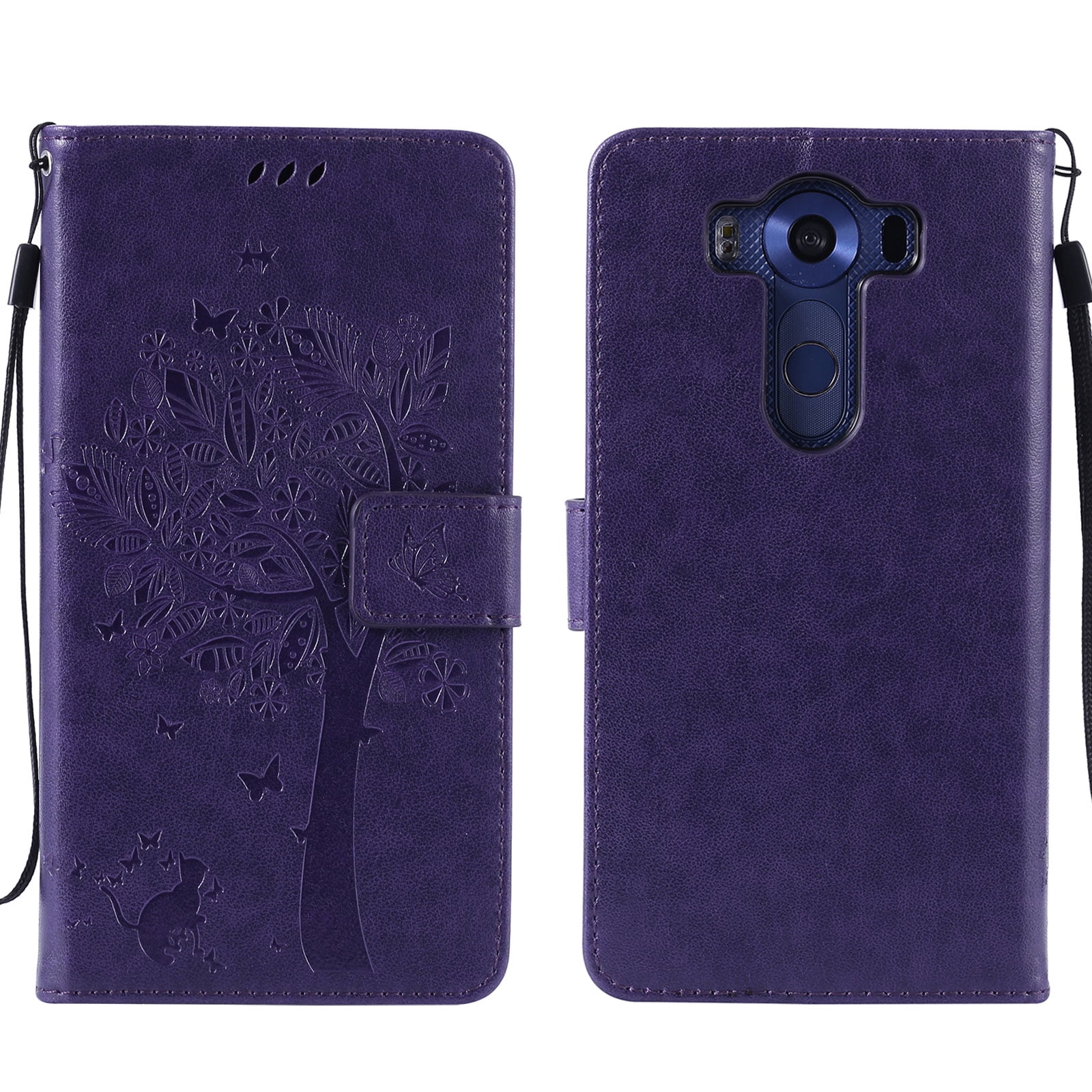LG V10 Wallet Case, Allytech Embossed Cat & Tree Series, Ultra Slim PU