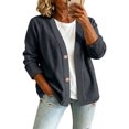 thumbnail image 5 of Classic Denim Cardigan for Women, Long Sleeve Open Front Jean Jacket - Casual Loose Fit Lightweight Shirt Coat for Spring Fall Layering Black L, 5 of 6