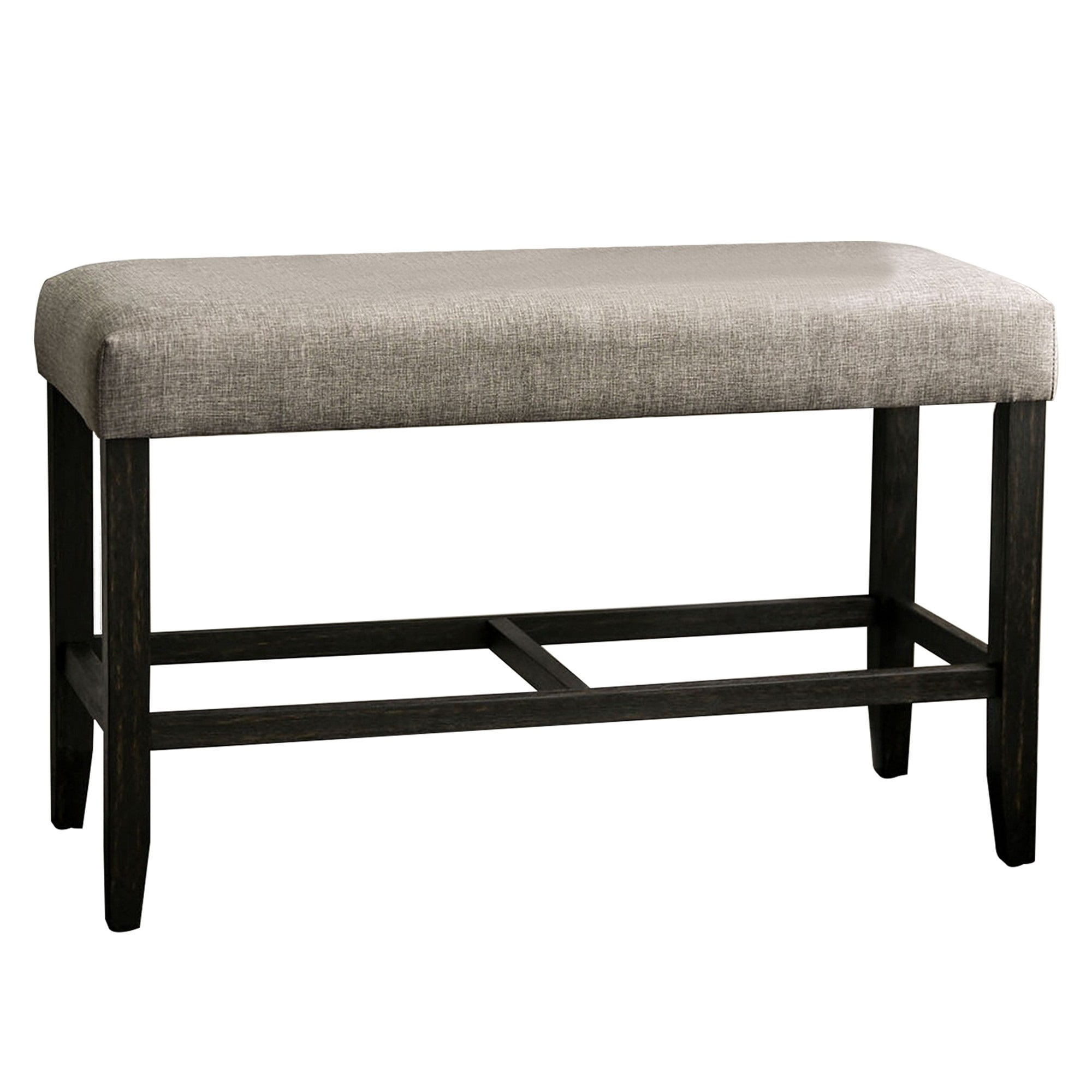 25 Inch Padded Wooden Counter Height Bench, Gray