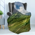 thumbnail image 4 of Scotland Soft Flannel Fleece Throw Blanket, Footpath into the Highland Vertical Shot Landscape Fluffy Clouds Dull Sky, Cozy Plush for Indoor and Outdoor Use, 60" x 80", Multicolor, by Ambesonne, 4 of 5