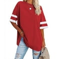 thumbnail image 2 of Ersazi Cropped T-Shirt For Women Women'S Fashionable Short Sleeved Round Neck Solid Color Top Loose Casual Shirt Red Womens Shirts Short Sleeve M, 2 of 6