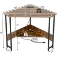 thumbnail image 2 of CZMJY Corner Desk with Power Outlet & USB Ports, Triangle Computer Desk with Charging Station, Storage Shelf, Space Saving Writing Desk, Vanity Table, Corner Desk for Small Space (Rustic Brown), 2 of 10