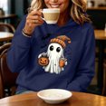 thumbnail image 3 of Hoodie for Women Halloween Ghost Graphic Pullover Hooded Sweatshirts Fall Casual Long Sleeve Soft Fleece Hoody Jackets with Kangaroo Pocket Ladies' Halloween Party Costumes, 3 of 6