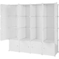 thumbnail image 3 of 16 Cube Organizer Stackable Plastic Cube Storage Shelves Design Multifunctional Modular Closet Cabinet with Hanging Rod White, 3 of 14